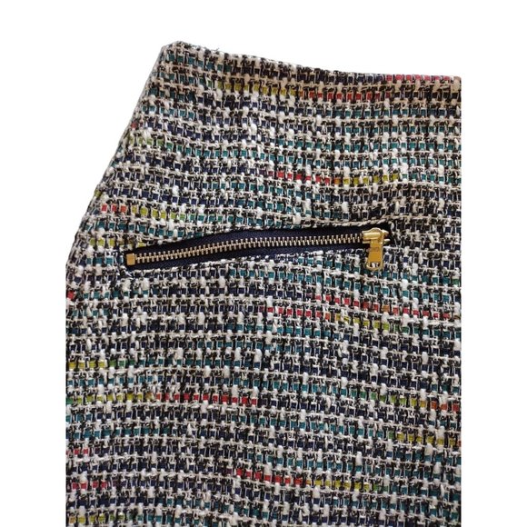 Loft Skirt Womens 4 Mini Tweed Zip Front Pockets Lined Multi Color - Picture 6 of 10